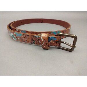 GAP Leather Floral Belt Skinny Brown Size XS womens